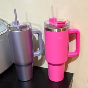 Set of Two Insulated Tumblers- Pink and Metallic Purple
